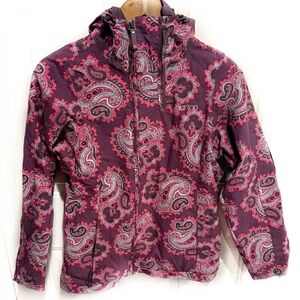 Burton Ski Jacket Women's M Purple Paisley Hooded Snowboard Jacket